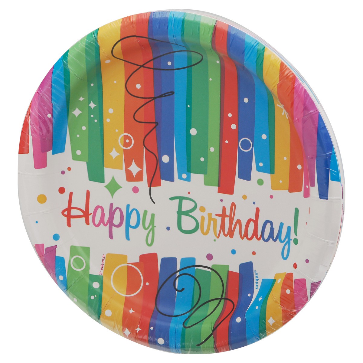 slide 3 of 9, Unique Rainbow Ribbons Birthday 6-3/4 Inch Plates 8 Count, 8 ct