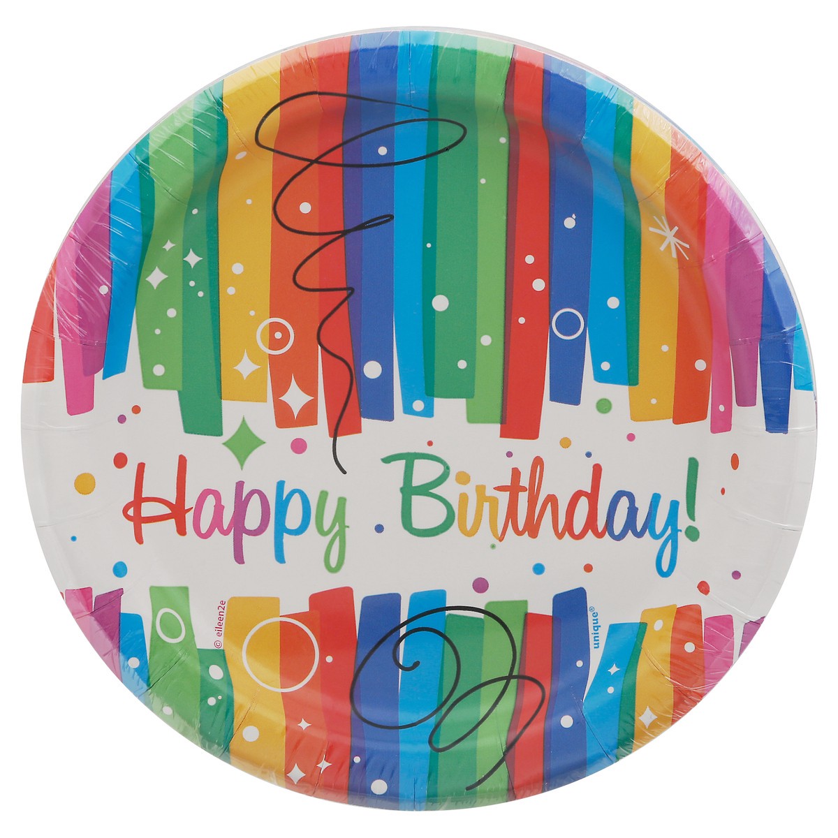 slide 1 of 9, Unique Rainbow Ribbons Birthday 6-3/4 Inch Plates 8 Count, 8 ct
