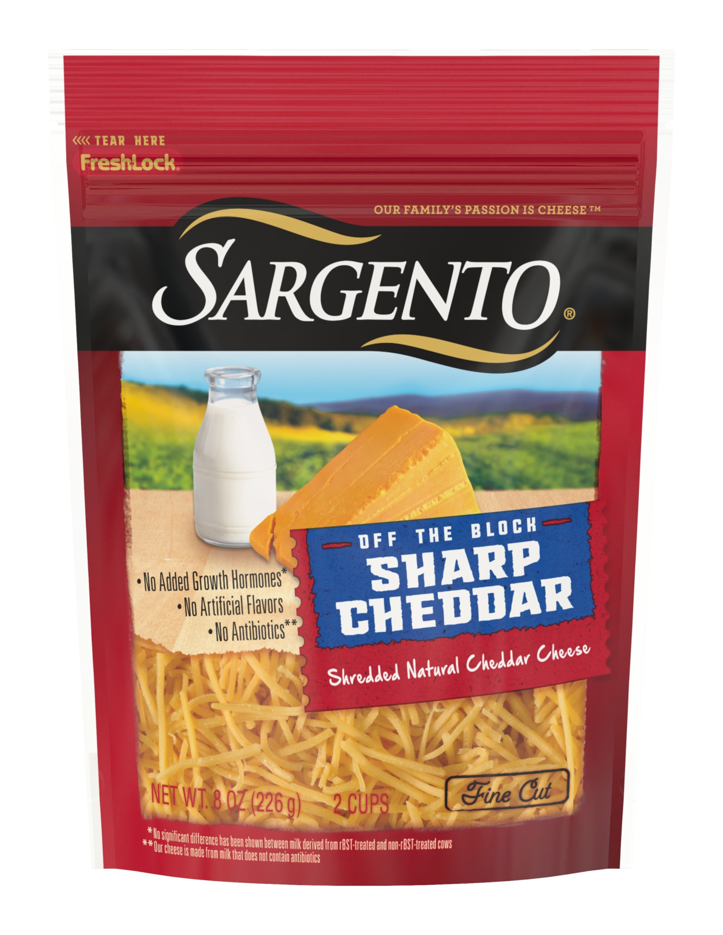 slide 1 of 7, Sargento Off The Block Fine Cut Shredded Sharp Cheddar Cheese, 8 oz