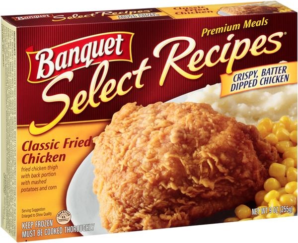 slide 1 of 1, Banquet Select Recipes Classic Fried Chicken Premium Meals, 9 oz