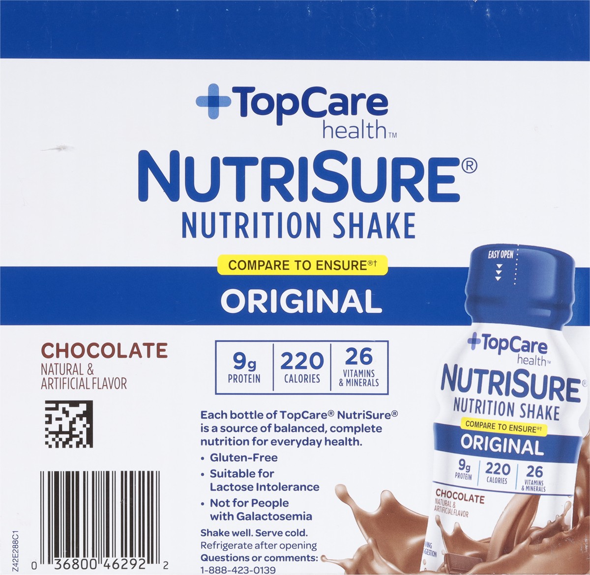 slide 4 of 9, TopCare Health NutriSure Original Chocolate Nutrition Shake 16 ea, 16 ct