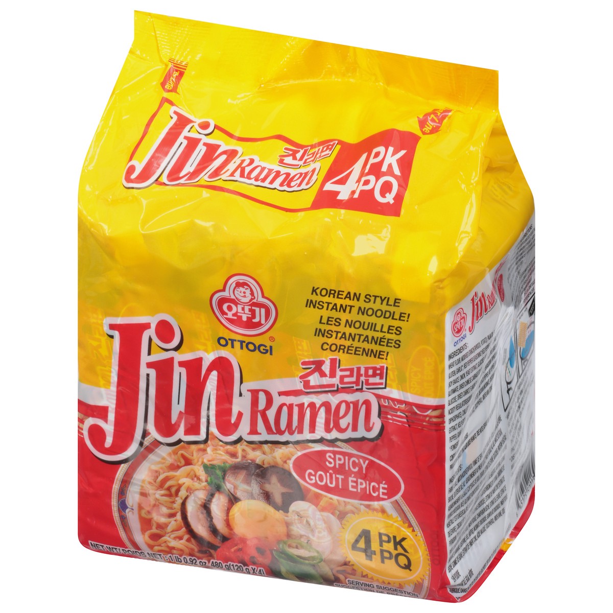 slide 4 of 9, Ottogi Jin Ramen Spicy Flavor Pack 4 Count - 16.93 Oz, 4 ct