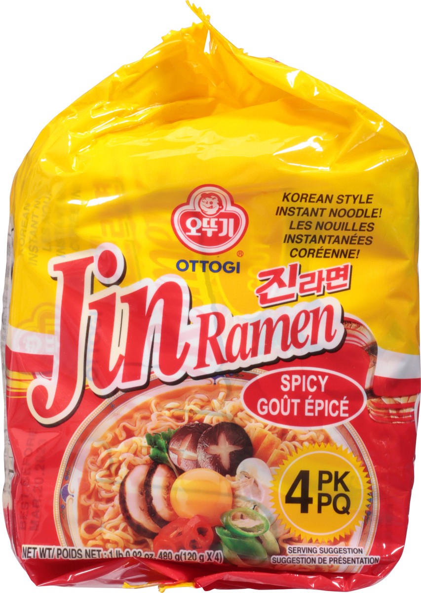 slide 3 of 9, Ottogi Jin Ramen Spicy Flavor Pack 4 Count - 16.93 Oz, 4 ct