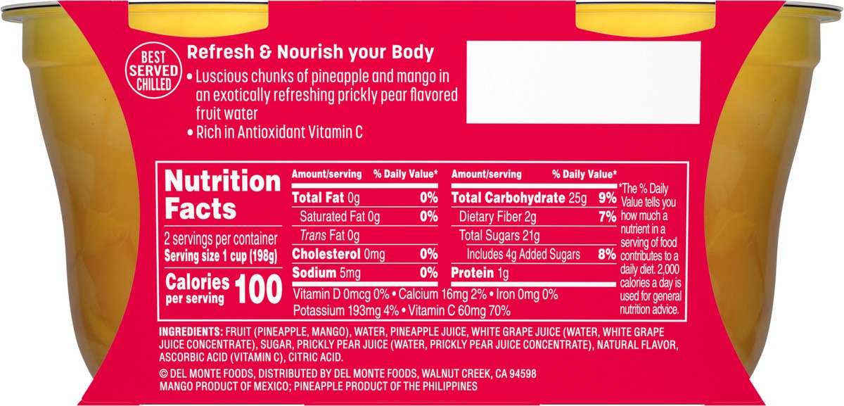 slide 3 of 7, Del Monte Fruit Refreshers Pineapple Mango Prickly Pear, Cup, 2 ct; 7 oz