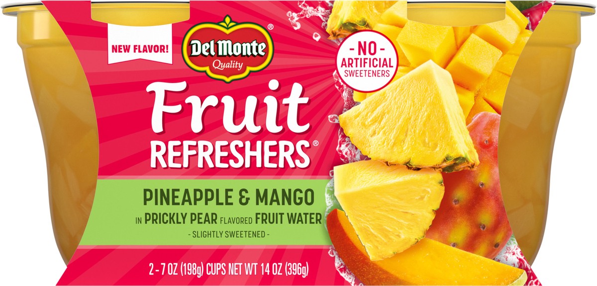 slide 4 of 7, Del Monte Fruit Refreshers Pineapple Mango Prickly Pear, Cup, 2 ct; 7 oz