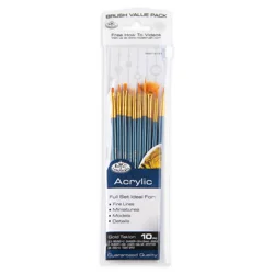 Royal & Langnickel All Media Gold Taklon Value Brush Pack, 10 pc
