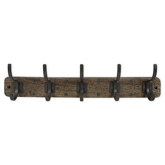 slide 1 of 5, Spectrum Richmond Wood Wall Mount 5-Hook Rack - Coffee, 1 ct