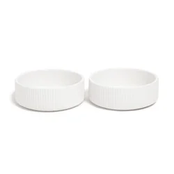 U BRANDS 2ct Fluted Ceramic Stacking Dishes - White