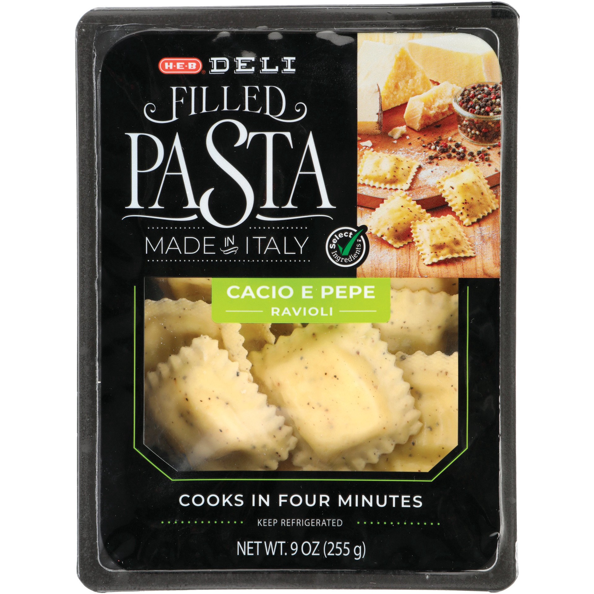 slide 1 of 1, H-E-B Deli Filled Pasta - Cacio e Pepe Ravioli, 9 oz