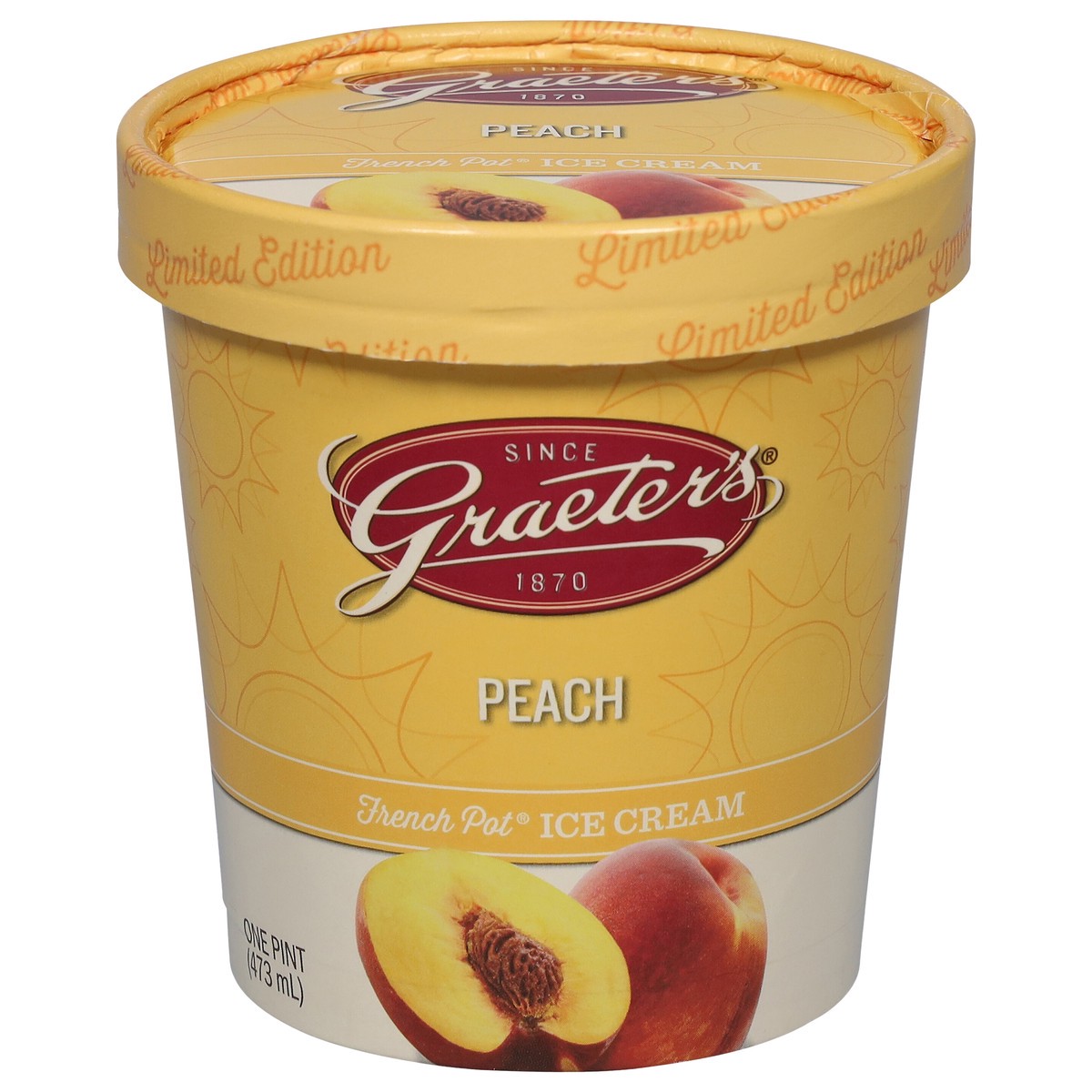 slide 1 of 13, Graeter's French Pot Peach Ice Cream 1 pt, 16 oz