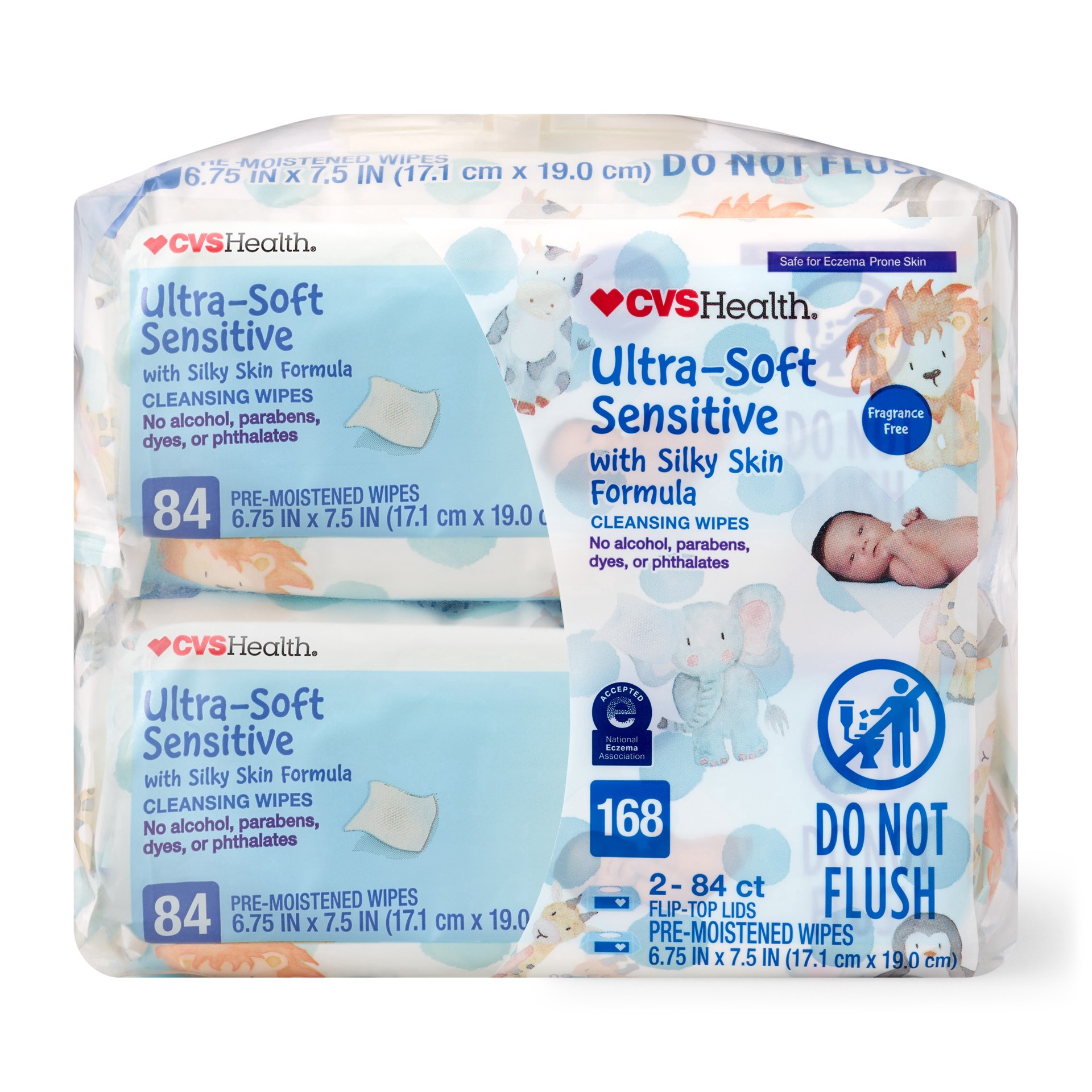 slide 1 of 1, CVS Health Ultra-Soft Sensitive Cleansing Wipes, 84 Ct, 2 Pk, 84 ct