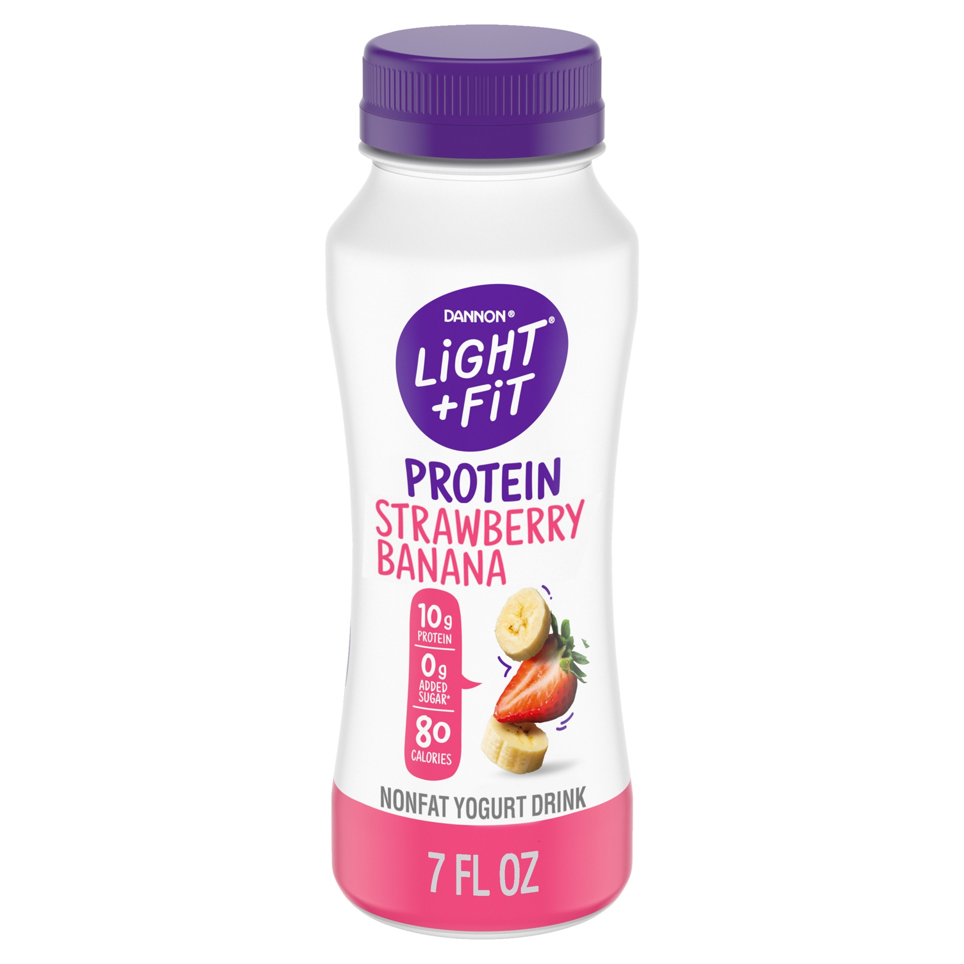 slide 1 of 1, Light + Fit Nonfat Strawberry Banana Protein Smoothie Yogurt Drink, 7 fl oz