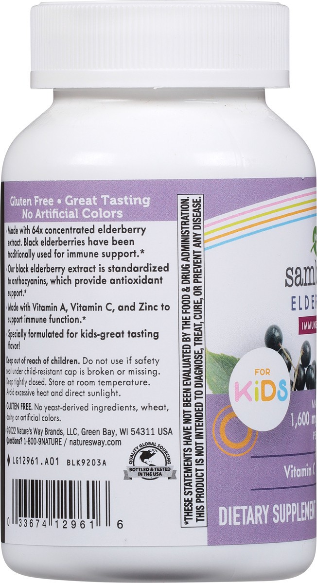 slide 8 of 14, Nature's Way Sambucus Elderberry Kids Chewable with Vitamin A, Vitamin C, Zinc, Immune Support*, Berry Flavored, 40 Tablets, 40 ct