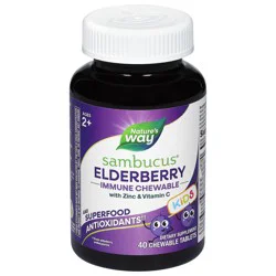 Nature's Way Ages 2+ Kids Sambucus Elderberry 40 Chewable Tablets
