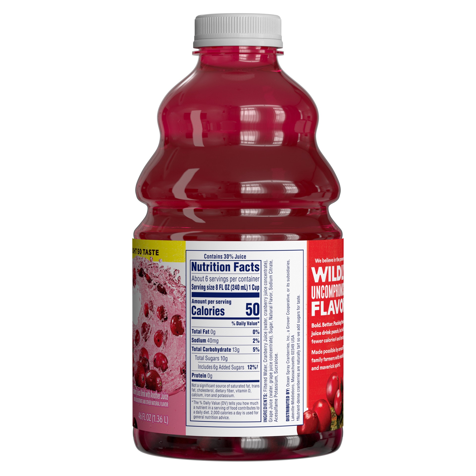 slide 3 of 6, Ocean Spray Light‡ 50 Cran™ Cranberry Juice Drink, 46 fl oz