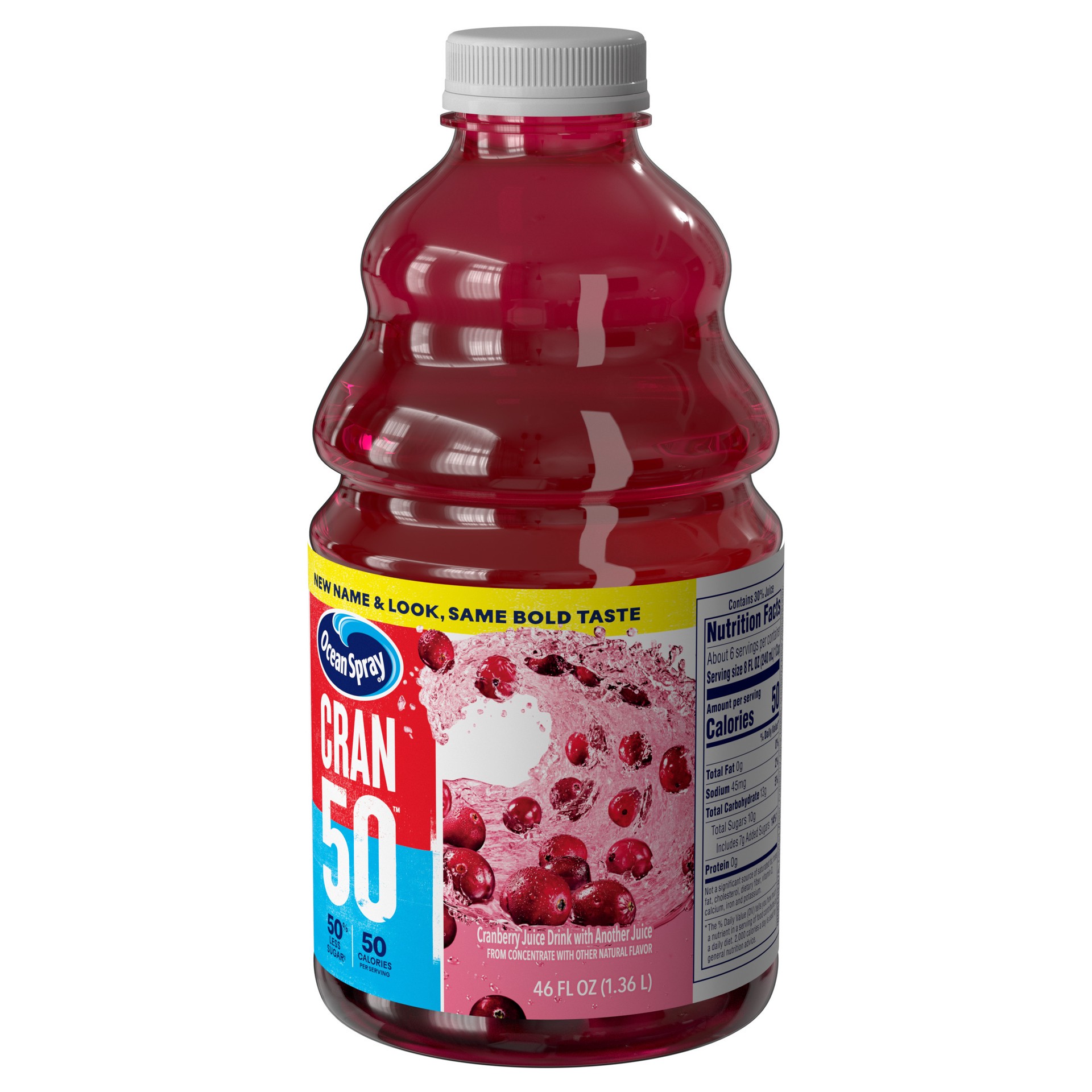 slide 5 of 6, Ocean Spray Light‡ 50 Cran™ Cranberry Juice Drink, 46 fl oz