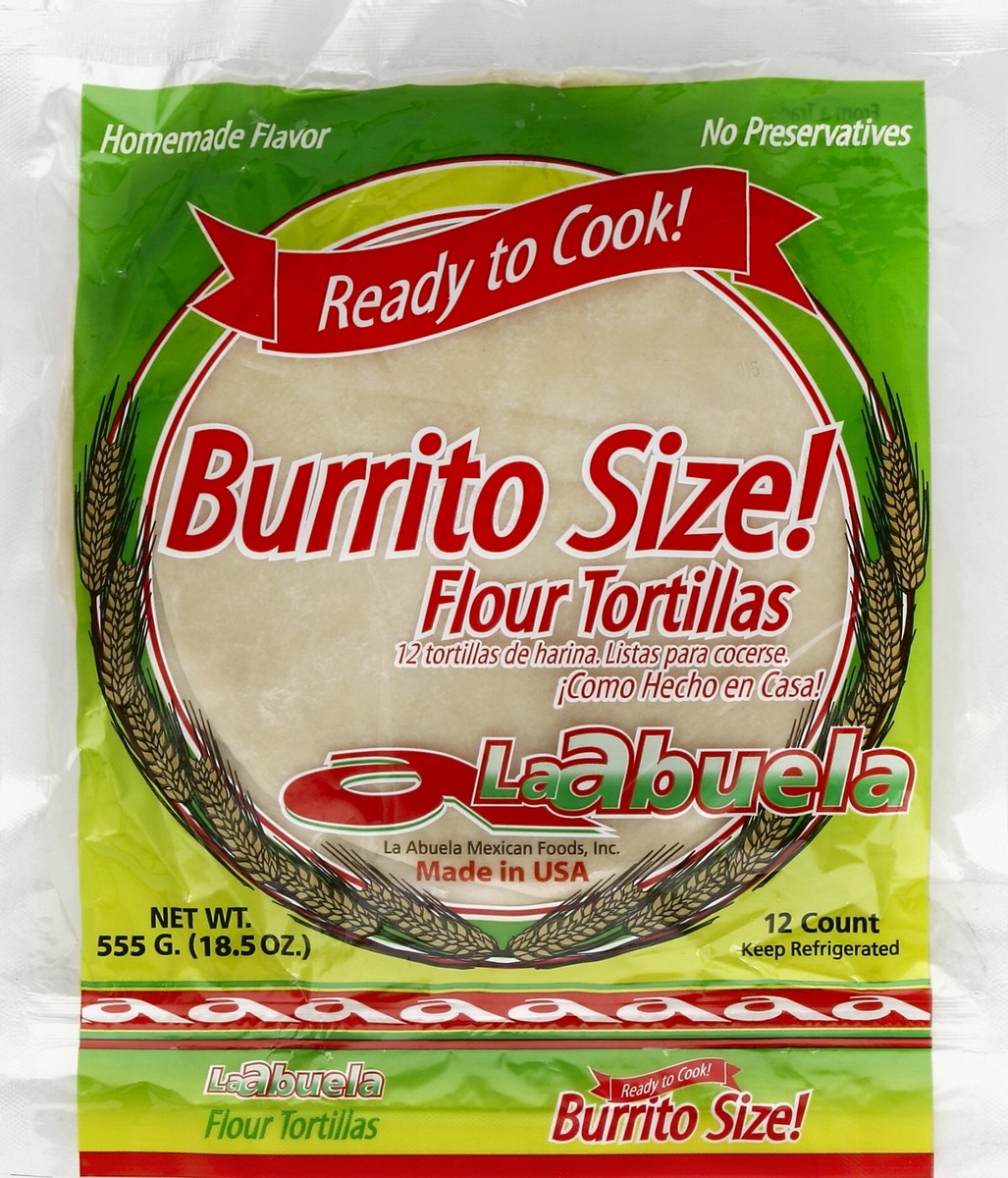 slide 5 of 5, La Abuela Burrito Size Flour Tortillas, 18.5 oz
