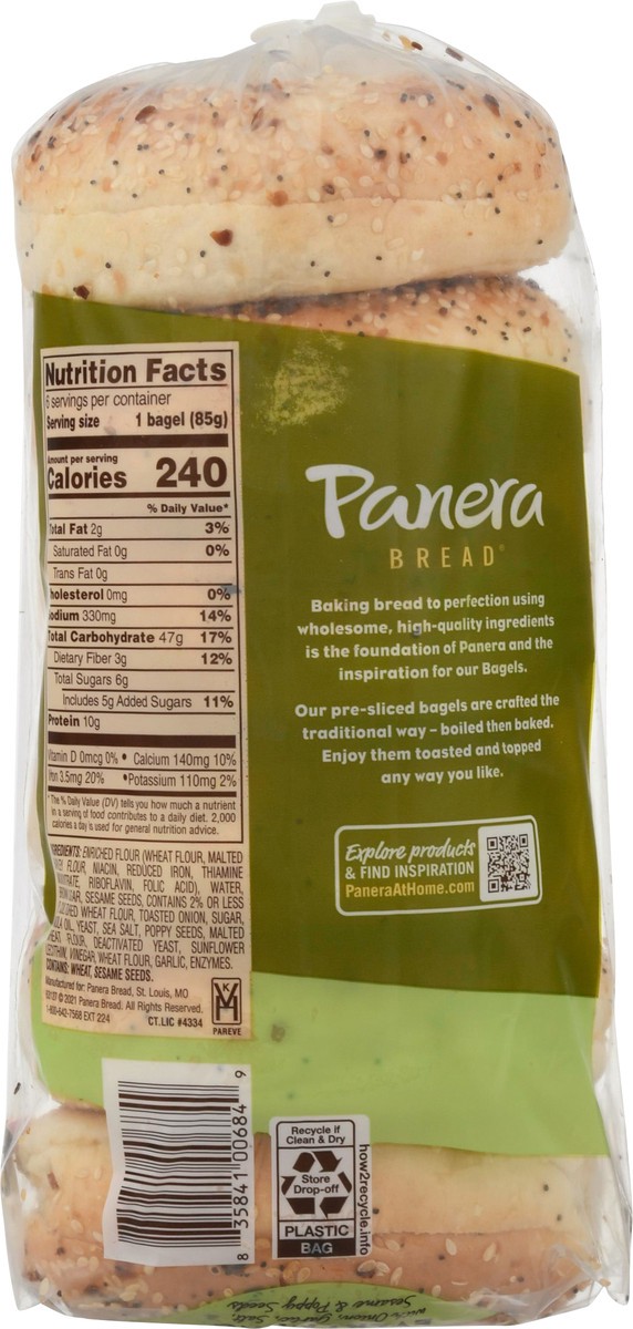 slide 9 of 9, Panera Bread Bagels, Pre-Sliced, Everything, 6 ct