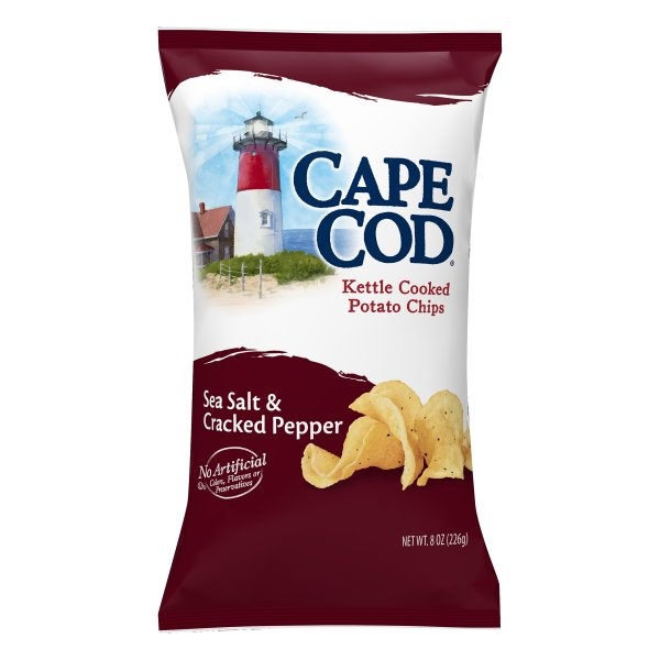 slide 1 of 1, Cape Cod Sea Salt & Cracked Pepper Kettle Cooked Potato Chips, 8 oz