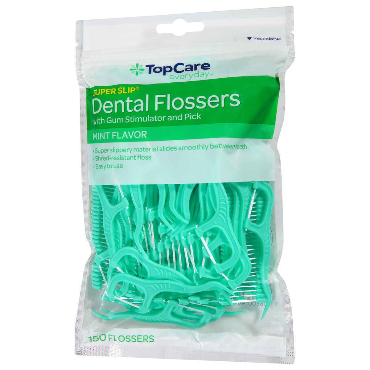 slide 8 of 9, TopCare Everyday Super Slip Mint Flavor Dental Flossers 150 ea, 150 ct