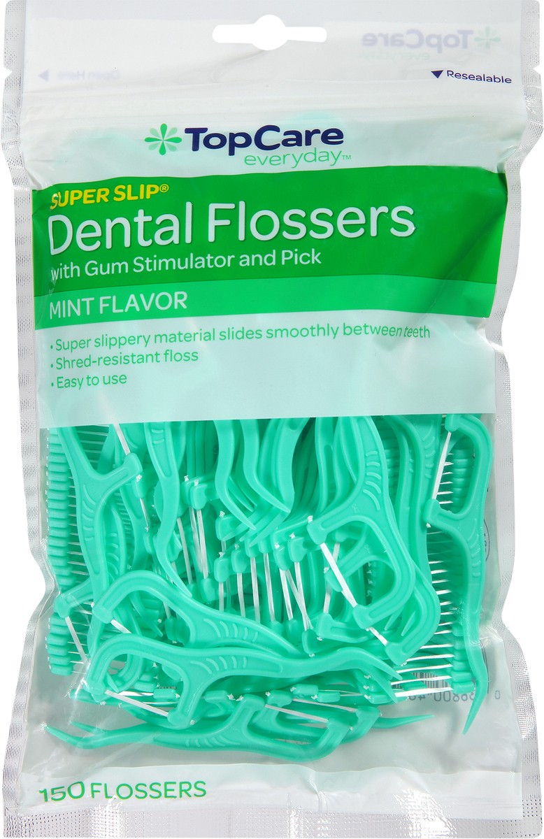 slide 4 of 9, TopCare Everyday Super Slip Mint Flavor Dental Flossers 150 ea, 150 ct