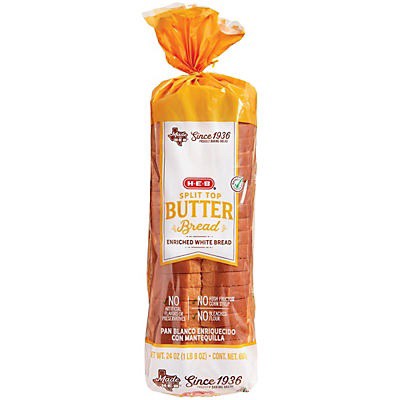 slide 1 of 1, H-E-B Select Ingredients Split Top Butter Enriched Bread, 24 oz