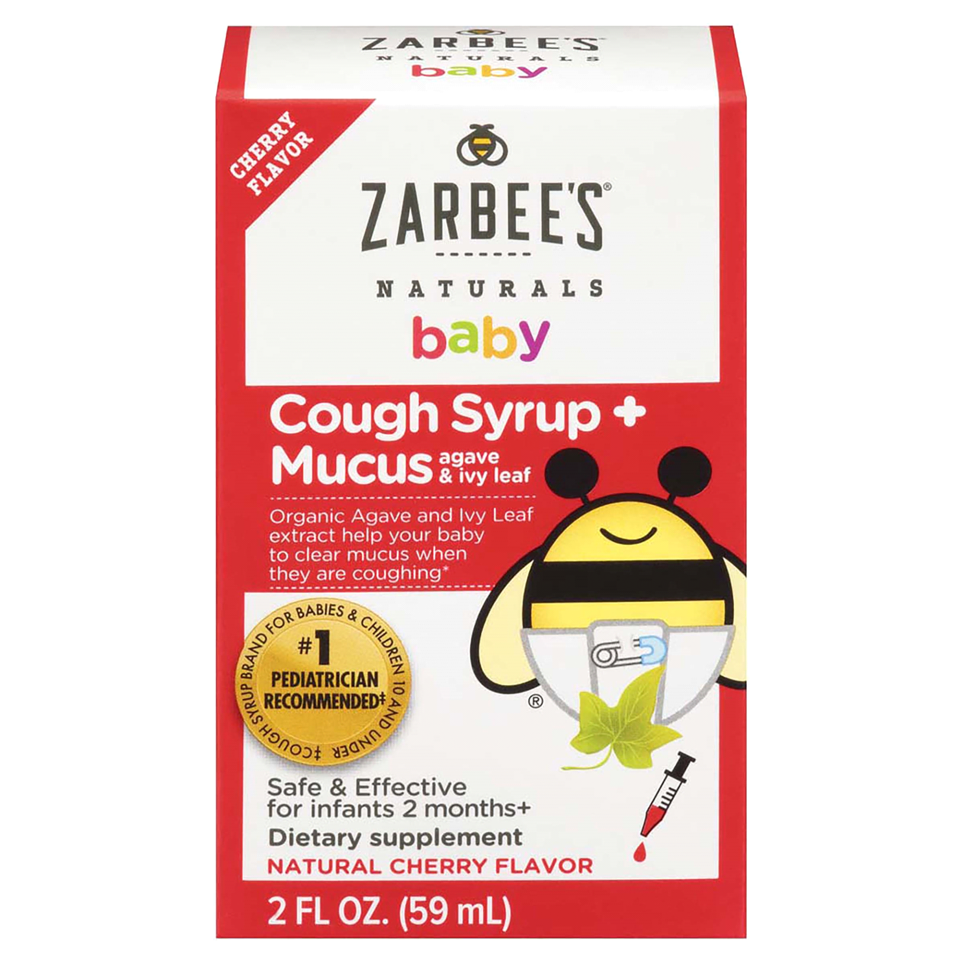 slide 1 of 1, Zarbee's Naturals Baby Cough Plus Mucus Syrup Cherry, 2 oz