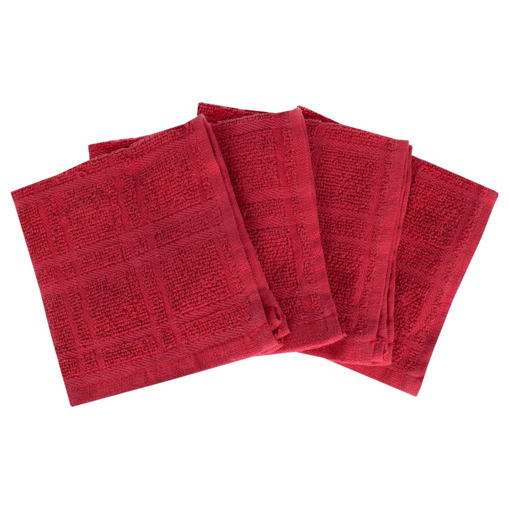 slide 1 of 1, Everyday Living Dish Cloths - Red, 4 ct