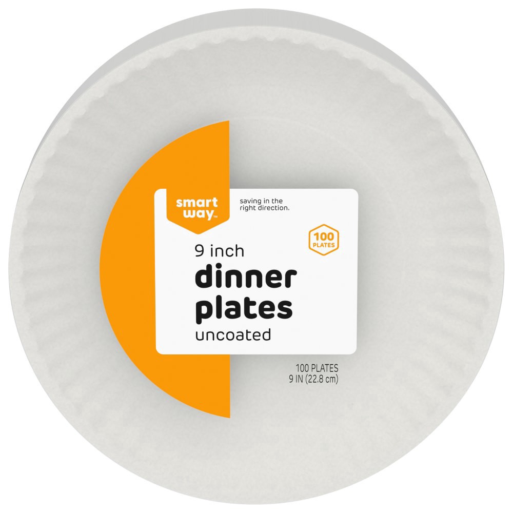 slide 2 of 2, Smart Way Uncoated Dinner Plates, 100 ct ; 9 in