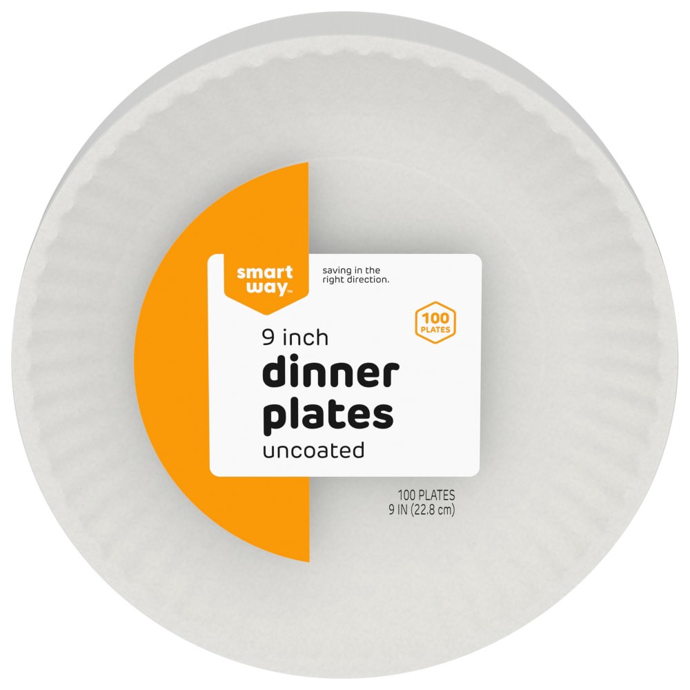 slide 1 of 2, Smart Way Uncoated Dinner Plates, 100 ct ; 9 in