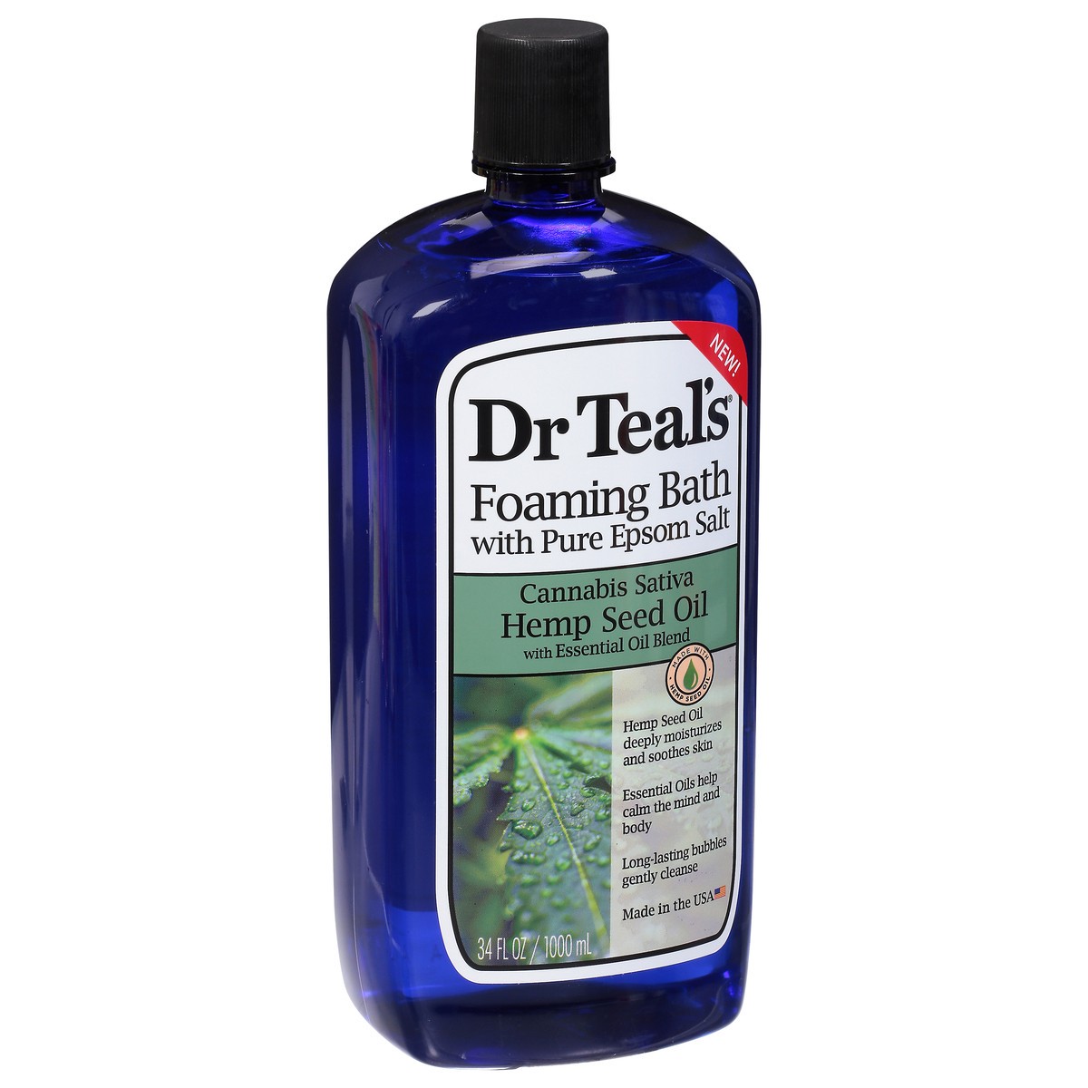 slide 2 of 9, Dr. Teal's Cannabis Sativa Hemp Seed Oil Foaming Bath with Pure Epsom Salt 34 fl oz, 34 fl oz