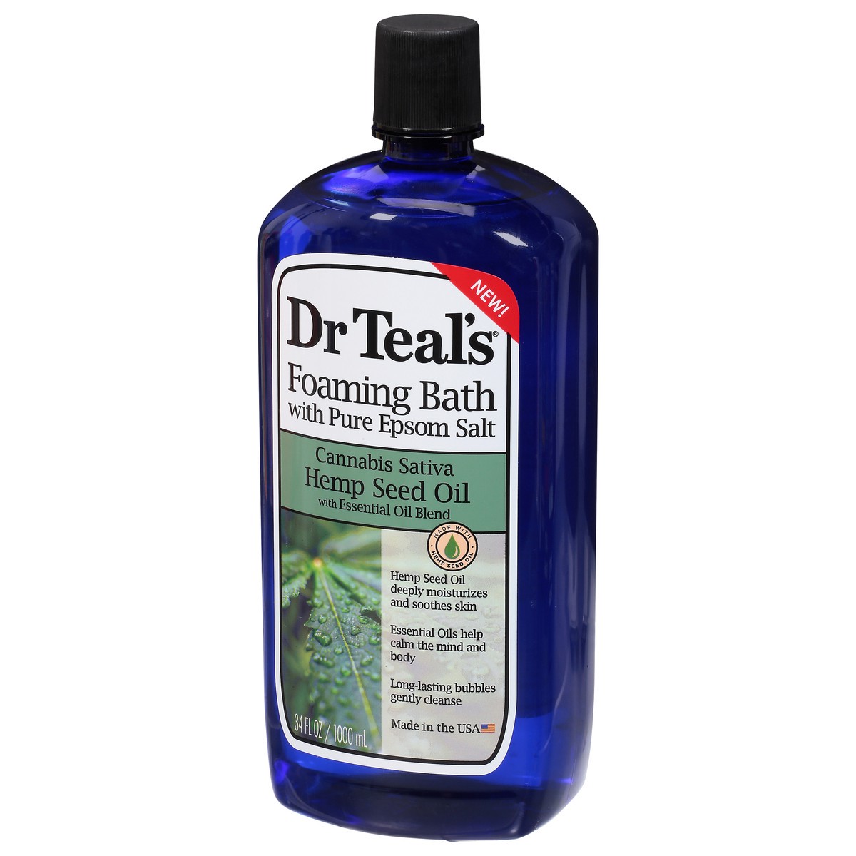 slide 3 of 9, Dr. Teal's Cannabis Sativa Hemp Seed Oil Foaming Bath with Pure Epsom Salt 34 fl oz, 34 fl oz