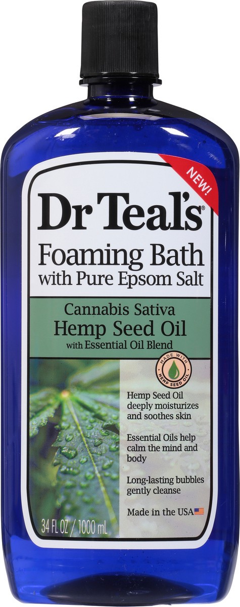 slide 6 of 9, Dr. Teal's Cannabis Sativa Hemp Seed Oil Foaming Bath with Pure Epsom Salt 34 fl oz, 34 fl oz
