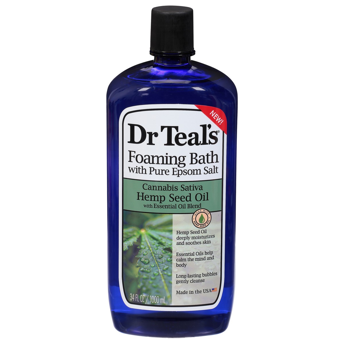 slide 1 of 9, Dr. Teal's Cannabis Sativa Hemp Seed Oil Foaming Bath with Pure Epsom Salt 34 fl oz, 34 fl oz