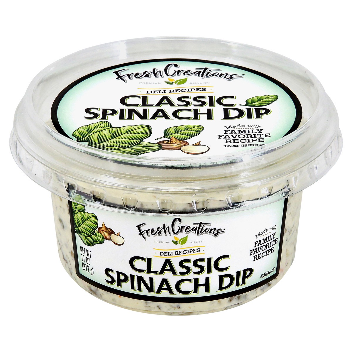 slide 1 of 12, Fresh Creations Classic Spinach Dip, 11 oz