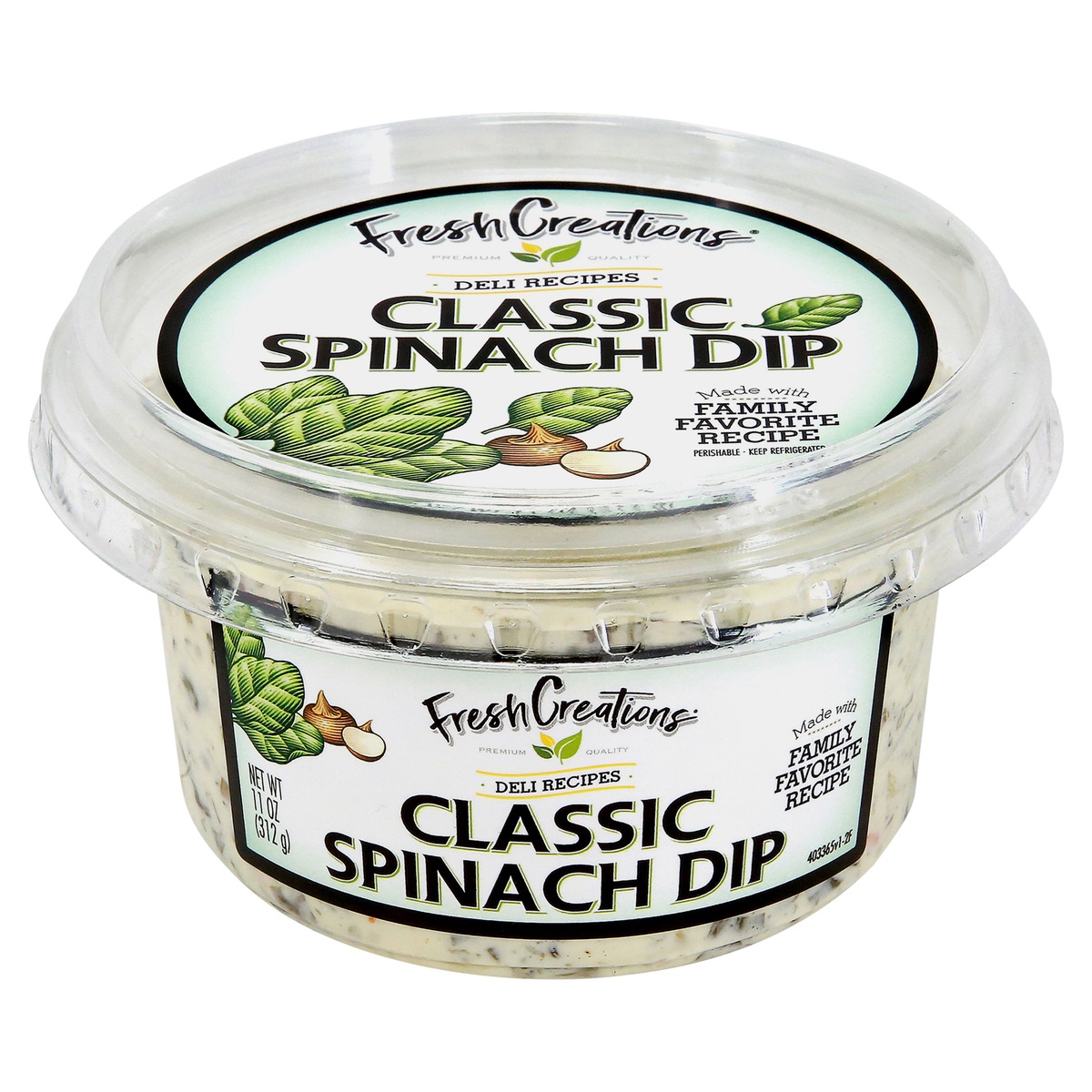 slide 1 of 11, Fresh Creations Classic Spinach Dip, 11 oz