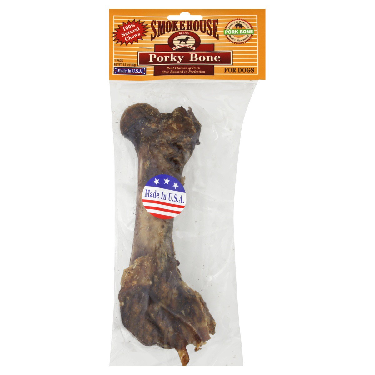 slide 1 of 2, Smokehouse Smoke House Meaty Pork Dog Bones, 1 ct