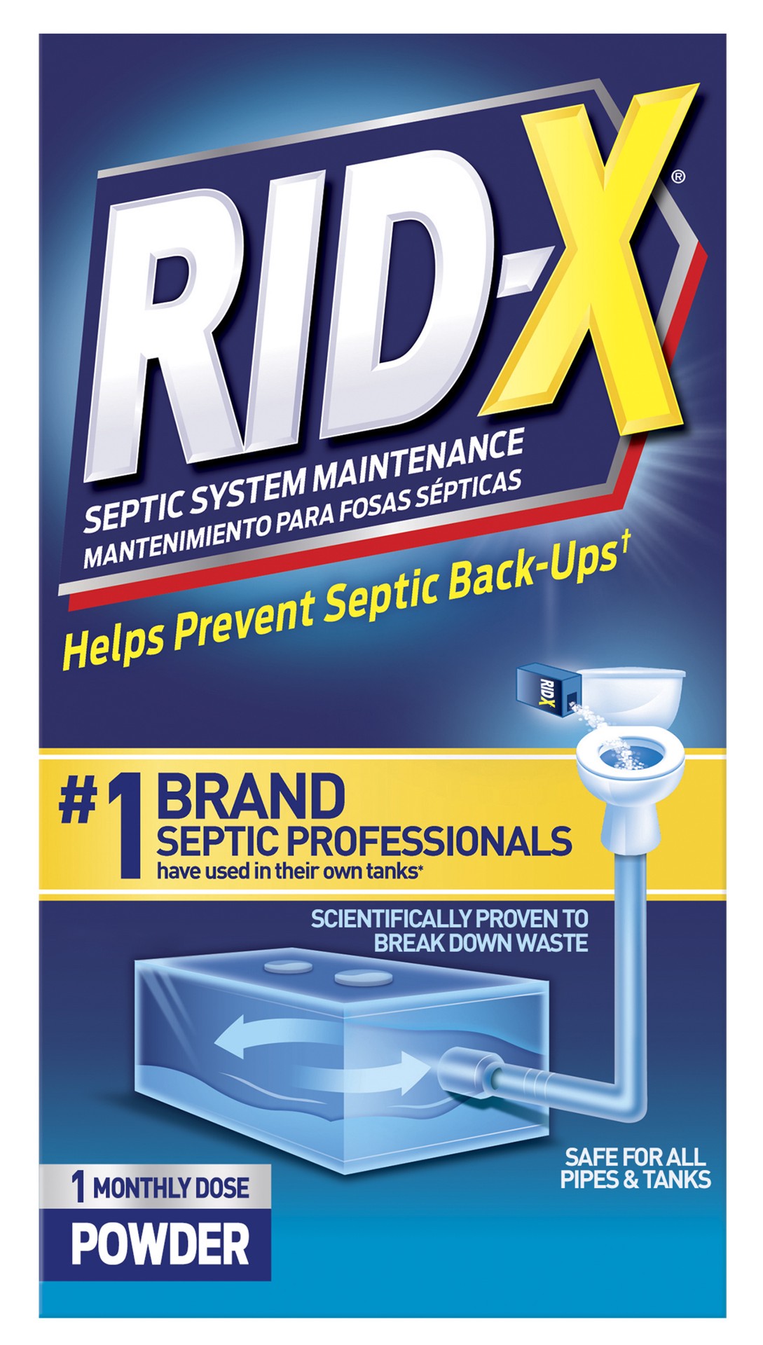 slide 1 of 9, RID-X Septic Tank Treatment, 1 Month Supply Of Powder, 9.8oz, 100% Biobased, 9.8 oz