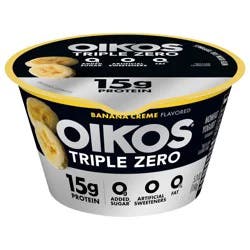 Oikos Banana Creme 15g Protein, 0g Added Sugar, Nonfat Greek Yogurt, 5.3 OZ Cup