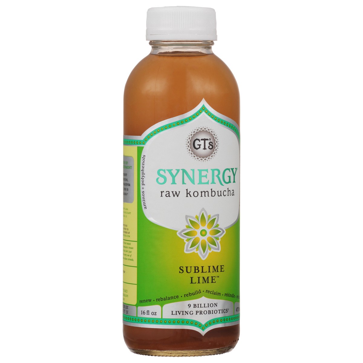 slide 2 of 9, GT's Gt's Synergy Organic & Raw Kombucha Sublime Lime, 16 fl oz