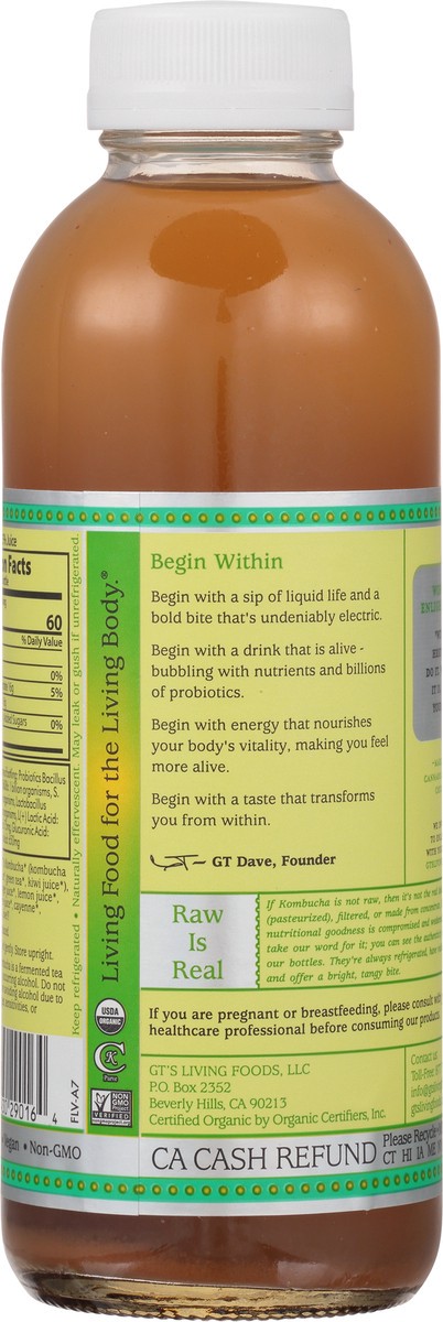 slide 5 of 9, GT's Gt's Synergy Organic & Raw Kombucha Sublime Lime, 16 fl oz