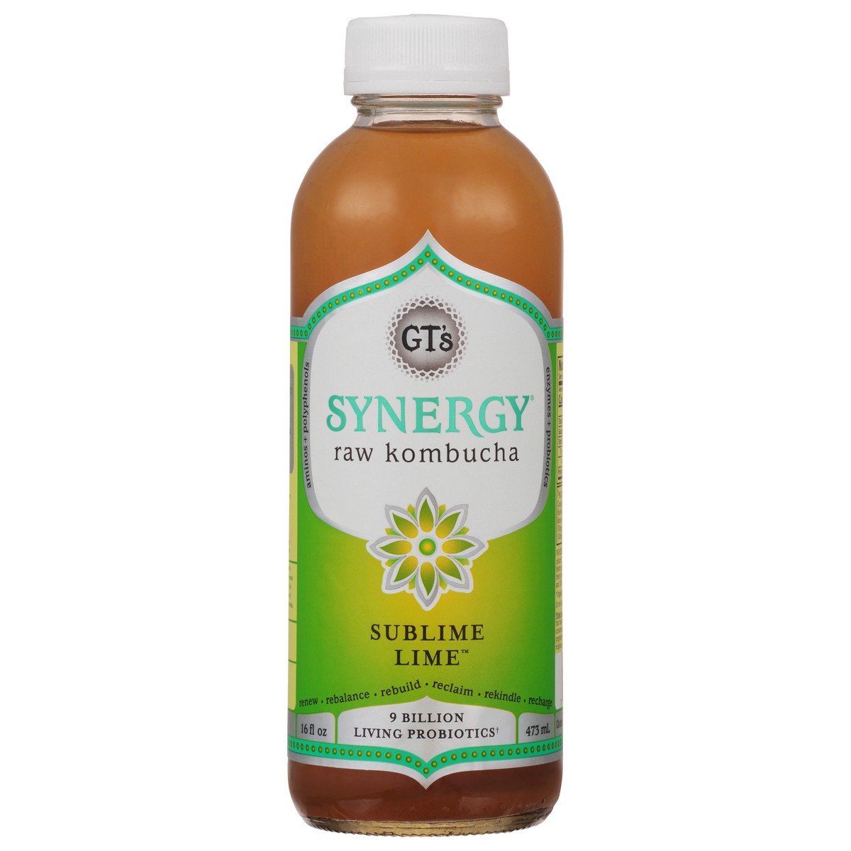 slide 1 of 9, GT's Gt's Synergy Organic & Raw Kombucha Sublime Lime, 16 fl oz