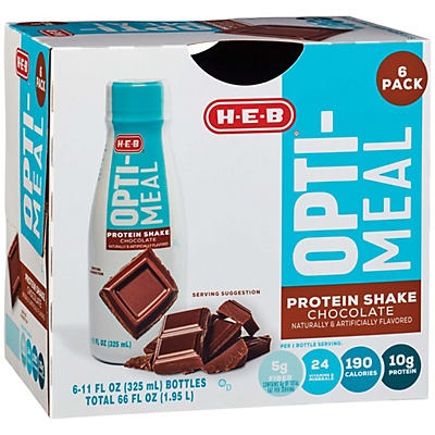 slide 1 of 1, H-E-B Opti-Meal Chocolate Protein Shake 6 pk, 11 oz