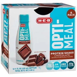 H-E-B Opti-Meal Chocolate Protein Shake 6 pk