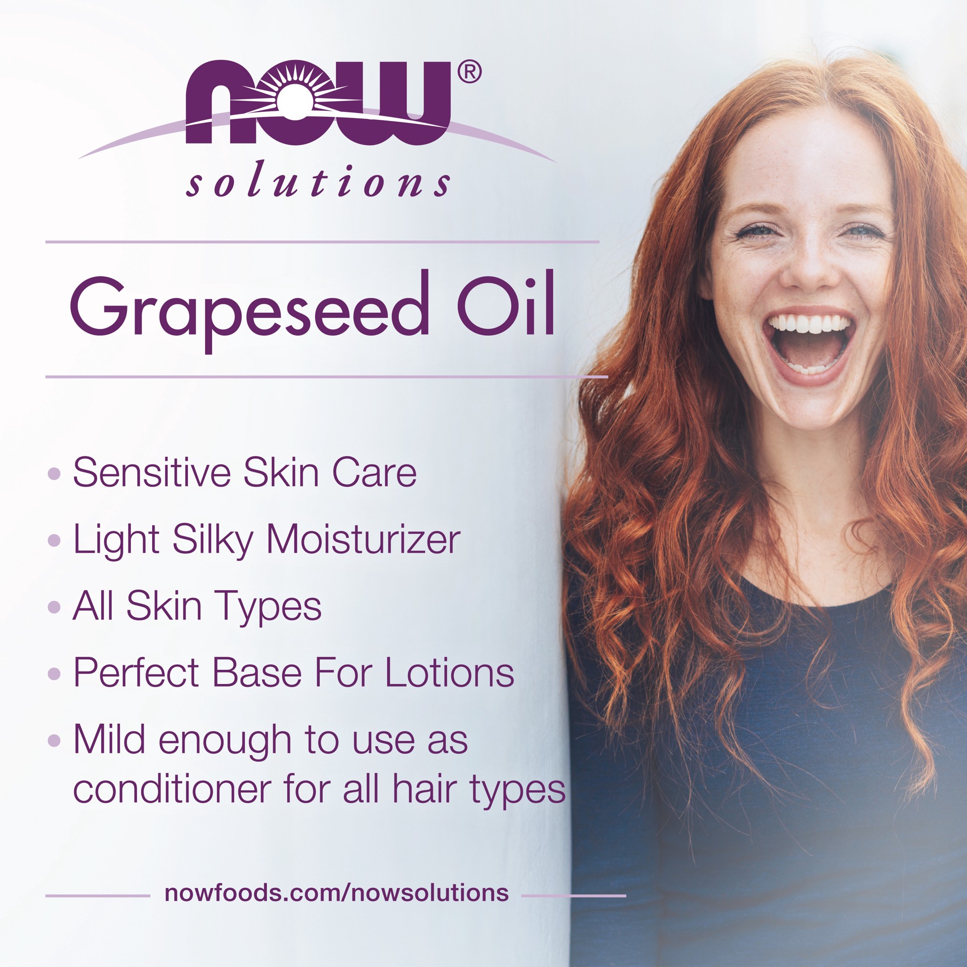 slide 5 of 5, Now Naturals Solutions 100% Pure Sensitive Skin Care Grapeseed Oil 16 oz, 16 oz