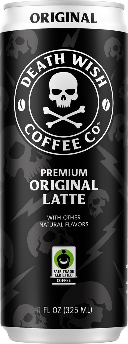 slide 8 of 9, Death Wish Coffee Co. Death Wish Coffee, Premium Original Latte, 100% Colombian Cold Brew Fair Trade™ Coffee, 11oz Can, 11 fl oz