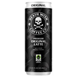 Death Wish Coffee Co. Death Wish Coffee, Premium Original Latte, 100% Colombian Cold Brew Fair Trade™ Coffee, 11oz Can
