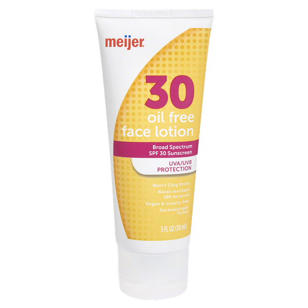 slide 1 of 1, Meijer SPF 30 Oil Free Face Sunscreen Lotion, 3 fl oz