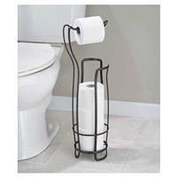 slide 3 of 9, InterDesign Axis Free Standing Toilet Paper Holder, Bronze, 1 ct