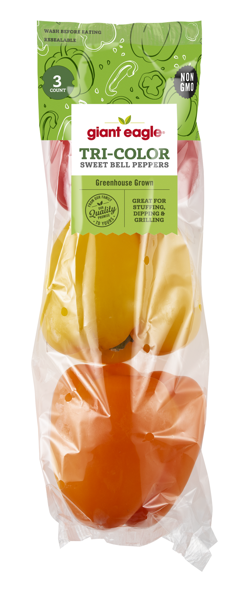 slide 1 of 1, Giant Eagle Sweet Bell Peppers, Tri-Color, 3 ct